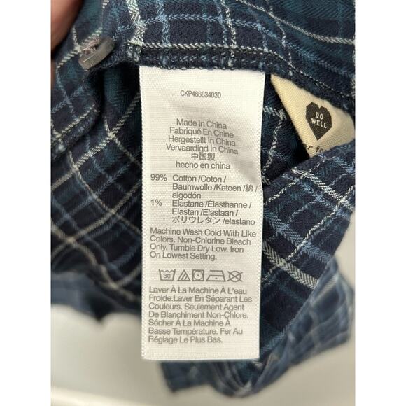 NWT Madewell Women's Gauze Ruffle Trimmed Mini Dress in Deep Indigo Plaid Size L - Picture 9 of 9